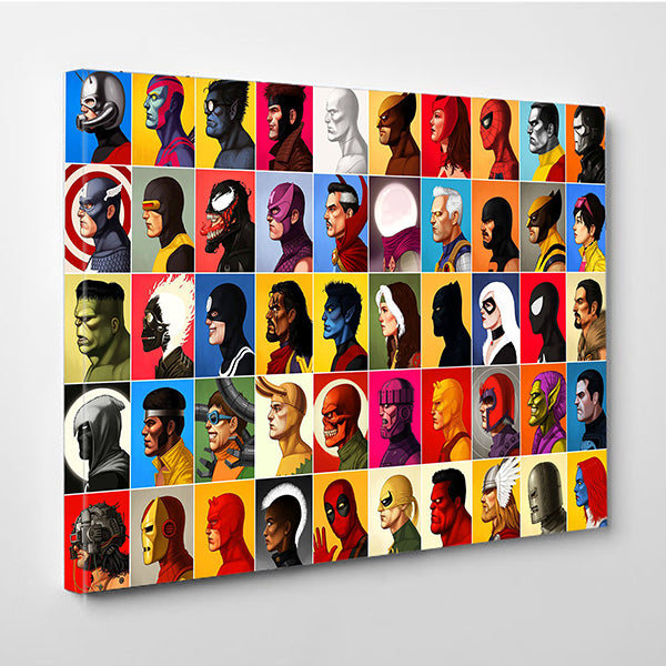 Marvel Super Hero Head Characters Poster Canvas Print Art Home Decor Wall Art, Kids Room Wall Art, Man Cave gift, Marvel Comics image 0