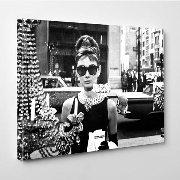 Audrey Hepburn Poster Breakfast at Tiffany's Canvas Wall Art, Canvas wall decor Home Decor, Man Cave Gift image 0
