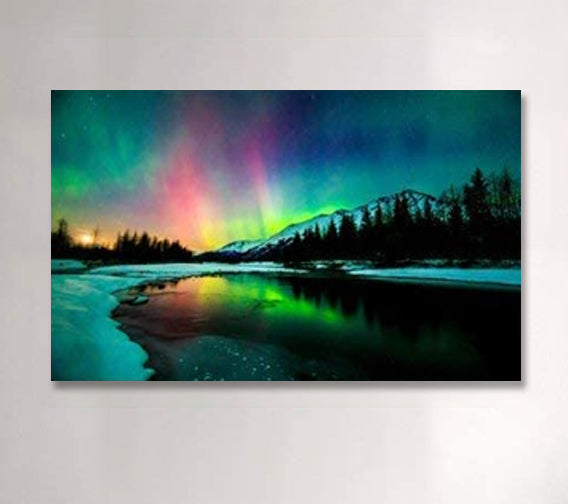 Canvas Bubble Aurora Scenery Painting on Canvas Stretched Ready to Hang image 1
