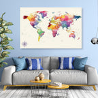 Colorful World Map Canvas, Push Pin World Travel Map, Personalized Large World Map, DIY Push Pin Travel Map Canvas image 0