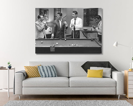 Frank Sinatra Poster Art The Rat Pack Playing Pool Canvas Wall Art , Canvas wall decor, Man Cave Gift, Ready to Hang image 1