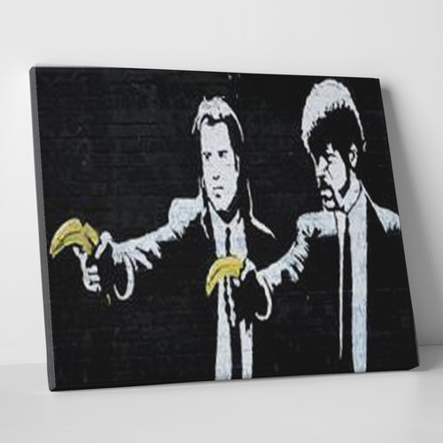 Banksy Pulp Fiction Banana Guns Canvas Print & Poster image 1