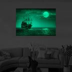 Sea Charm - Full Moon Sailing Boat on the Sea in Mystic Color Landscape image 1