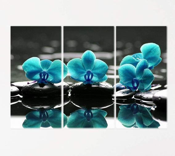 Blue Orchid Flower Wall Decor on Canvas Wall Art for Living Room Bedroom Home Office image 1