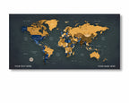 Gunmetal Colorful  World Map Canvas, Push Pin World Travel Map, Personalized Large World Map, DIY Push Pin Travel Map Canvas image 1